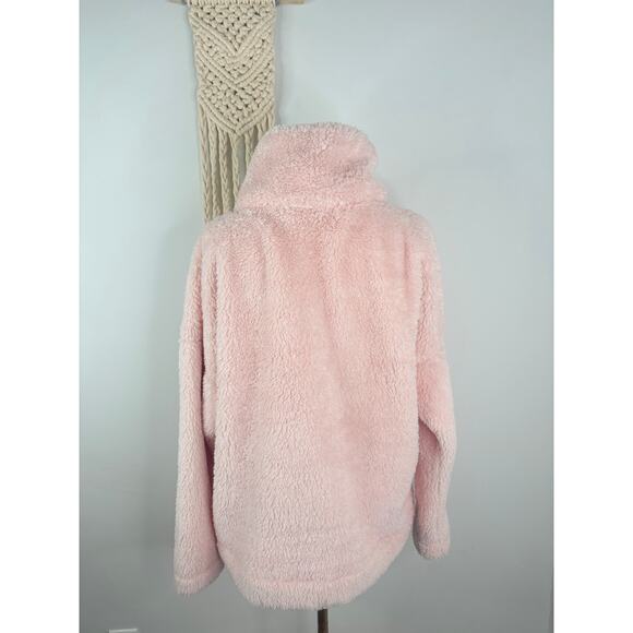 Tommy Hilfiger Pink Faux Fur Half Zip Pullover Teddy Jacket Large - Picture 5 of 7